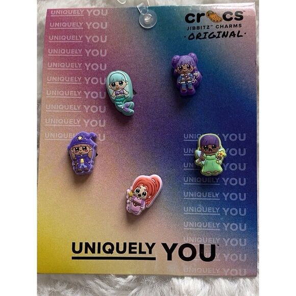 5 Pack Crocs Jibbitz Magic Girlies Purple Green Pink Wands Original NEW - Picture 1 of 7